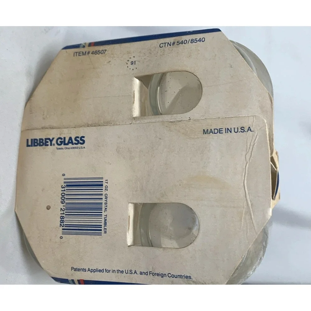 Libbey Spiral Tumblers Glasses Set of 4 in Pkg Old Stock Vintage USA made 17 oz